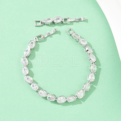 Platinum Tone Brass Micro Pave Cubic Zirconia Tennis Bracelets BJEW-B160-04P-05-1