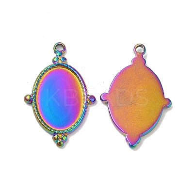 Ion Plating(IP) 304 Stainless Steel Pendant Cabochon Settings STAS-L020-036RC-1