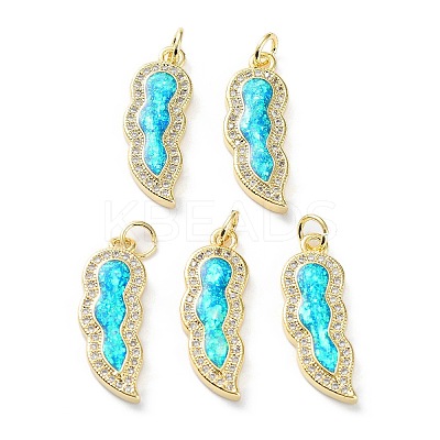 Rack Plating Brass Micro Pave Cubic Zirconia Pendants KK-C041-18G-1