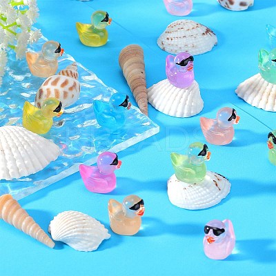 120Pcs 12 Colors Mini Luminous Resin Sunglasses Duck Display Decorations RESI-SZ0003-33-1
