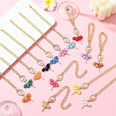 14Pcs 14 Colors Ballerina Girl Alloy Rhinestone & Resin Cup Charms HJEW-YW00079-1