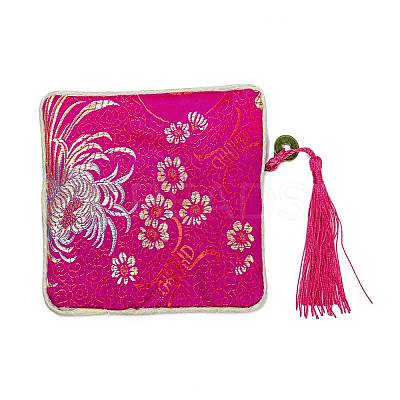 Chinese Brocade Tassel Zipper Jewelry Bag Gift Pouch X-ABAG-F005-10-1