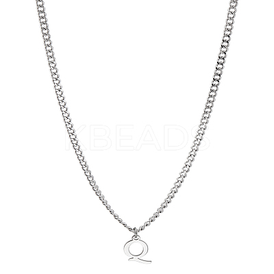 1Pc 304 Stainless Steel Letter Pendant Necklaces NJEW-LP0001-33Q-P-1