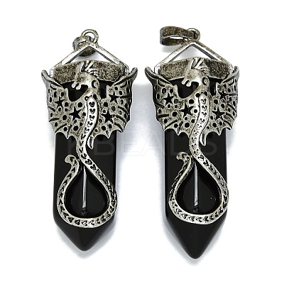 Natural Obsidian Faceted Pointed Bullet Big Pendants G-Q165-02AS-02-1