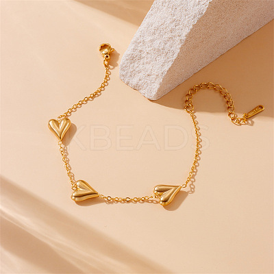 Heart Stainless Steel Pendant Necklaces & Link Bracelets Sets WGCB0A8-01-1