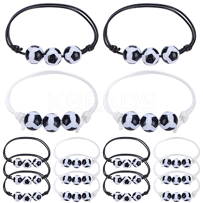 20Pcs 2 Colors Plastic Football Braided Bead Bracelet BJEW-SP0001-19-1
