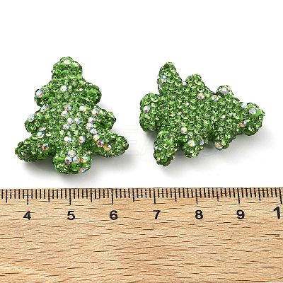 Christmas Tree Polymer Clay Rhinestone Beads CLAY-NH0001-14F-1