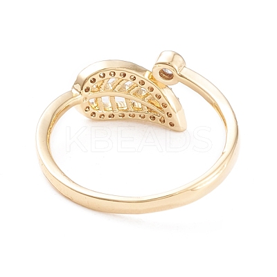 Brass Micro Pave Clear Cubic Zirconia Cuff Rings RJEW-F102-07G-1