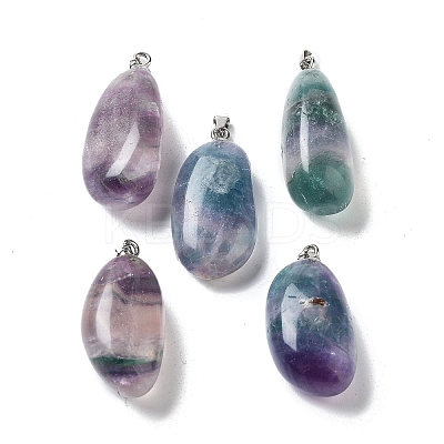 Natural Fluorite Pendants G-P525-01P-03-1
