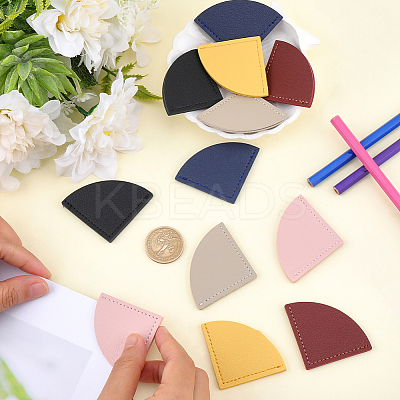 12Pcs 6 Colors PU Leather Fan Bookmarks AJEW-CL0002-09-1