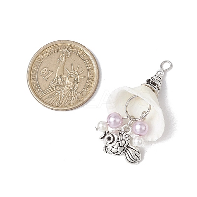 4Pcs 4 Styles Natural Spiral Shell Big Pendants PALLOY-JF03143-1