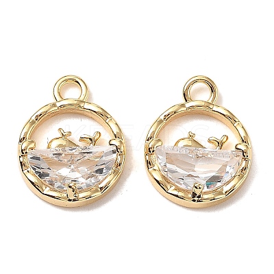 Brass Micro Pave Cubic Zirconia Charms KK-A259-27G-01-1