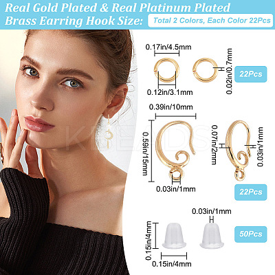 22 Pairs 2 Colors Brass Earring Hooks DIY-CN0002-61-1