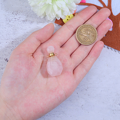 Faceted Natural Gemstone Openable Perfume Bottle Pendants G-CJ0001-37-1