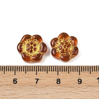 Baking Paint and Golden Metal Enlaced Glass Beads X-DGLA-T004-10M-1