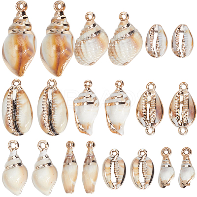 40Pcs 10 Styles Acrylic Imitation Shell Pendants OACR-SC0001-95-1