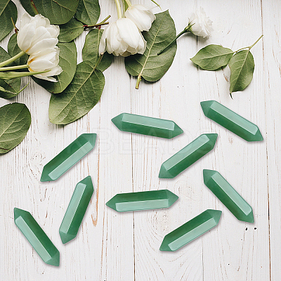 10Pcs  Faceted Natural Green Aventurine Healing Stones G-SC0001-62-1