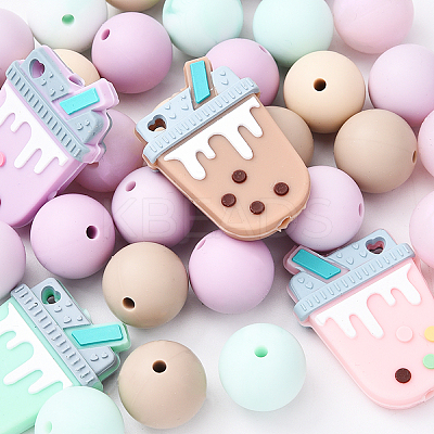 DIY Bubble Tea & Round Silicone Keychain Making Kits DIY-YW0011-19-1