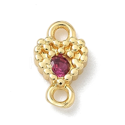 Brass Pave Cubic Zirconia Heart Connector Charms KK-G548-18G-01-1
