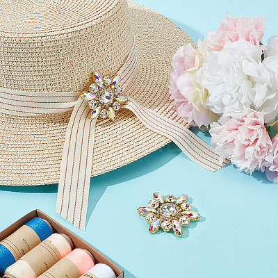 2Pcs Flower Rhinestone Ornament Accessories DIY-FG0006-42G-01-1
