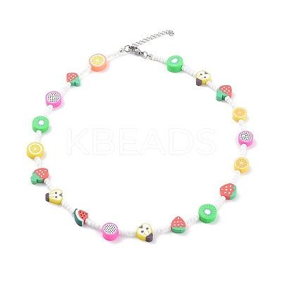 Beaded Necklaces & 304 Stainless Steel Satellite Chain Necklace Sets NJEW-JN03459-1