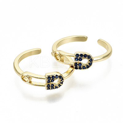 Brass Micro Pave Cubic Zirconia Cuff Rings RJEW-S045-024G-B-NR-1