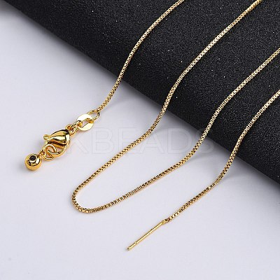Adjustable Electroplate Brass Venetian Chain Necklaces MAK-L028-02G-1