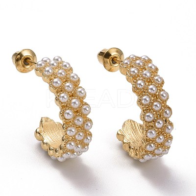 Ring & Round Rhinestone Stud Earrings EJEW-D277-09G-1