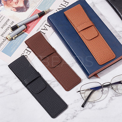 3Pcs 3 Colors Imitation Leather Pen Strorage Cases AJEW-GF0006-68-1