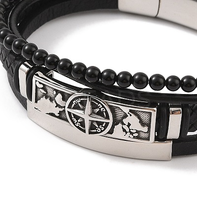 Braided Microfiber Leather Multi-strand Bracelets LS-BJEW-B096-06H-1