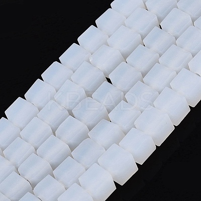 Frosted Imitation Jade Glass Beads Strands GLAA-N072-01A-C01-1