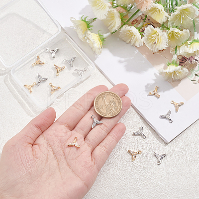 16Pcs 2 Colors Brass Micro Pave Clear Cubic Zirconia Charms KK-DC0001-09-1