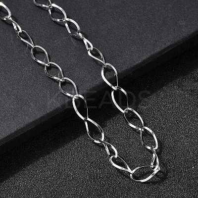 304 Stainless Steel Teardrop Link Chain Necklaces for Women Men NJEW-A058-02P-1