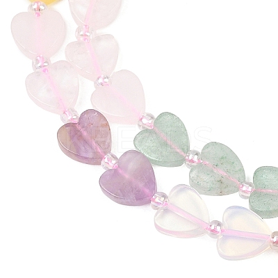 Natural Topaz Jade & Amethyst & Rose Quartz & Red Aventurine Beads Strands G-F811-A04-02-1