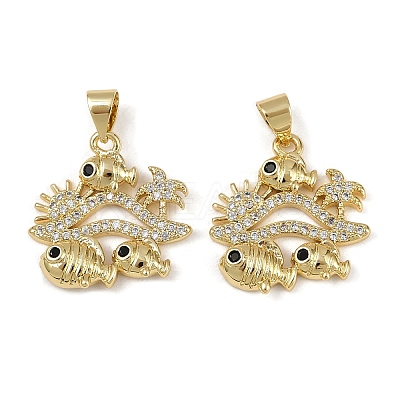 Brass Micro Pave Cubic Zirconia Pendants KK-I358-064G-04-1