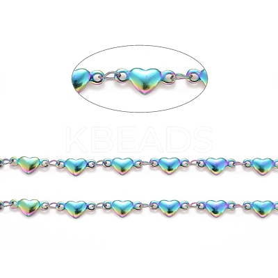 304 Stainless Steel Heart Link Chains STAS-D233-18M-1