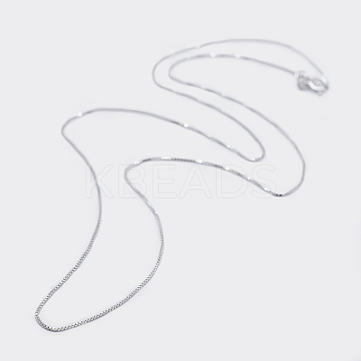Anti-Tarnish Rhodium Plated 925 Sterling Silver Box Chain Necklaces STER-F039-45cm-05P-1