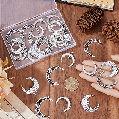 60Pcs 3 Styles Tibetan Style Alloy 2-Loop Connector Charms FIND-SC0007-55-1