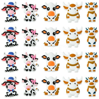 10Pcs 5 Styles Cattle Food Grade Eco-Friendly Silicone Focal Beads SIL-CJ0001-68-1