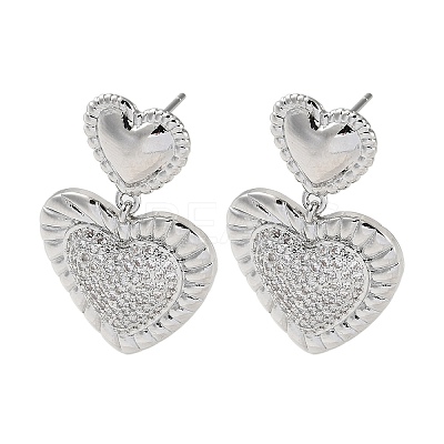 Brass Pave Cubic Zirconia Stud Earrings for Women EJEW-M258-08P-1