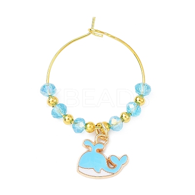 Whale Alloy Enamel Wine Glass Charms Sets AJEW-JO00232-1