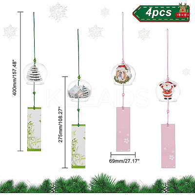 4Pcs 4 Style Japanese Wind Chimes DJEW-BC0001-08-1