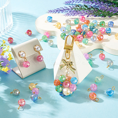 66Pcs 11 Colors Electroplate Imitation Jade Glass Charms PALLOY-TAC0312-1