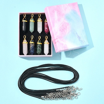 DIY Natural Gemstone & Waxed Cord Necklace Making Kits DIY-FS0008-04A-1