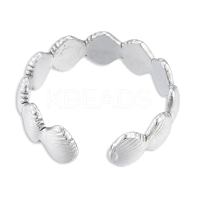 304 Stainless Steel Shell Wrap Open Cuff Ring for Women X-RJEW-N038-100P-1