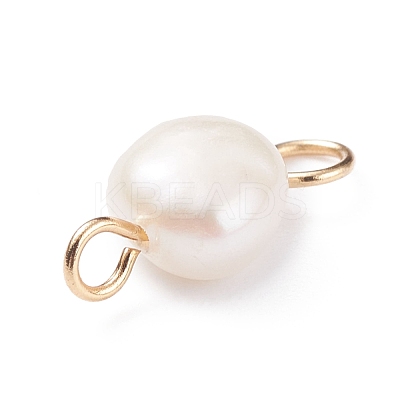 Natural Cultured Freshwater Pearl Connector Charms PALLOY-JF01394-03-1