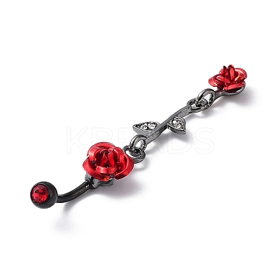 Hyacinth Rhinestone Charm Dangle Belly Rings AJEW-D053-01C-EB-1
