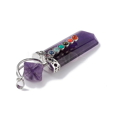 Chakra Themed Natural Amethyst Big Pendants G-L524-12P-04-1