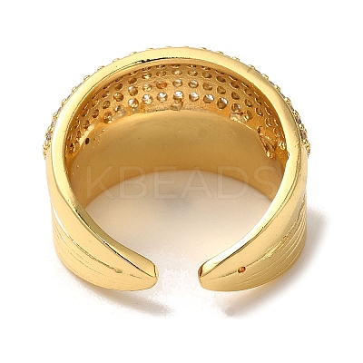 Brass Micro Pave Cubic Zirconia Open Cuff Rings for Women RJEW-G325-01E-G-1