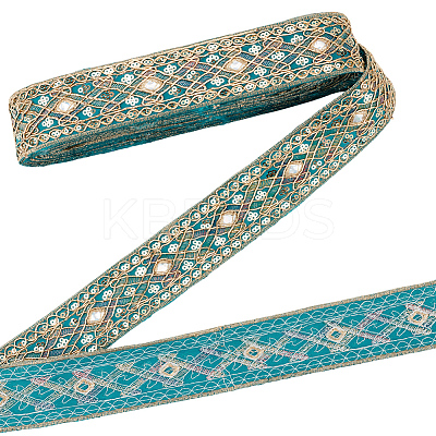 Rhombus Pattern Polyester Sequin Lace Ribbon OCOR-WH0078-391B-1